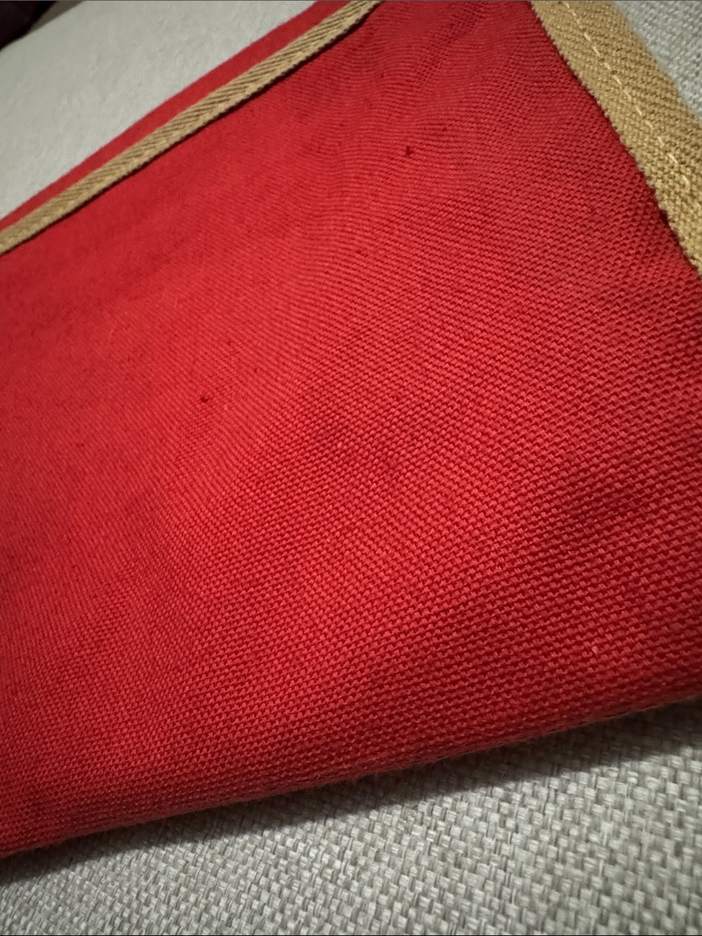 Vintage Envelope Style Clutch/Handbag-Red Cloth-Gold Tone Handles-Fold Over/Snap - Picture 8 of 17